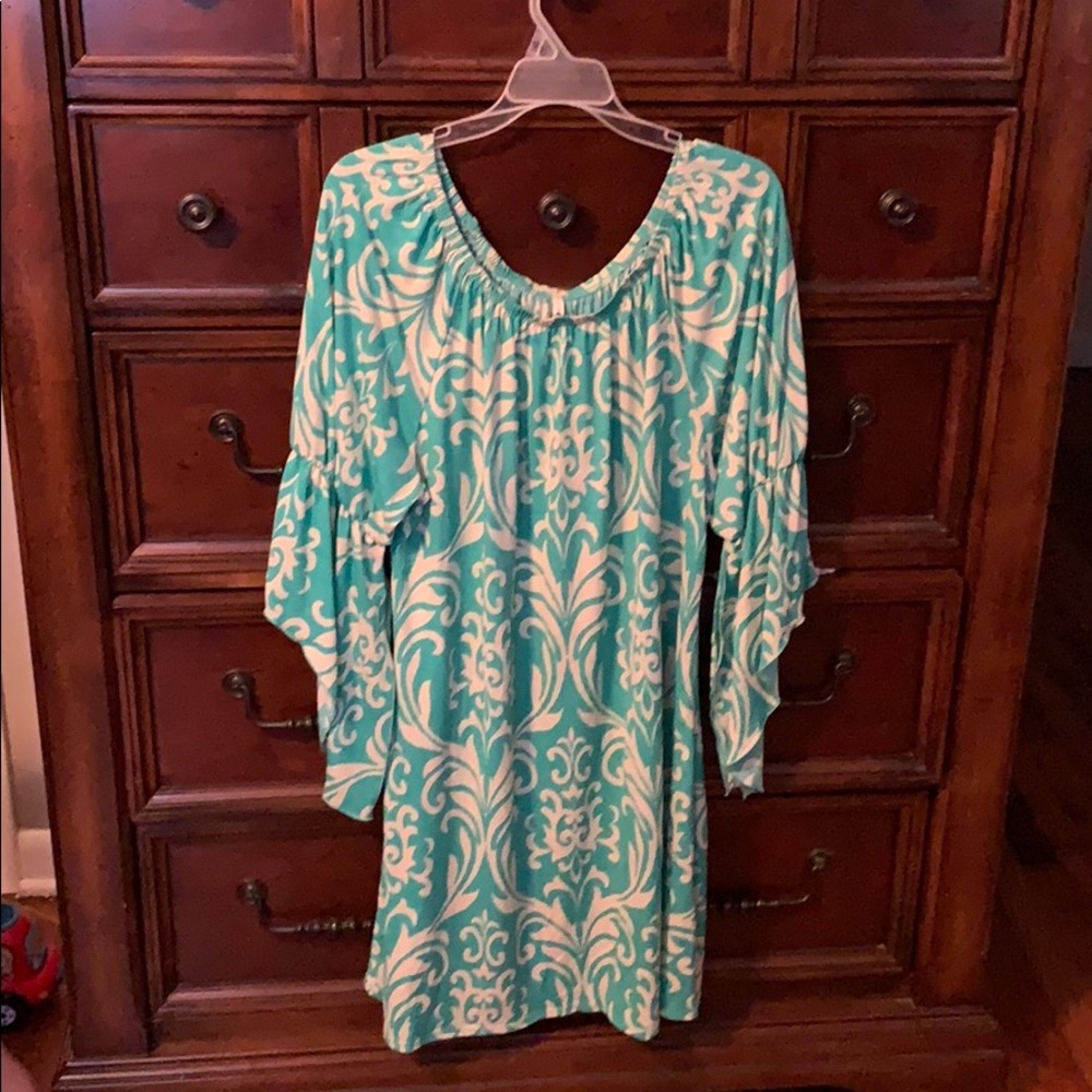 The Hanger blue and white printed dress
